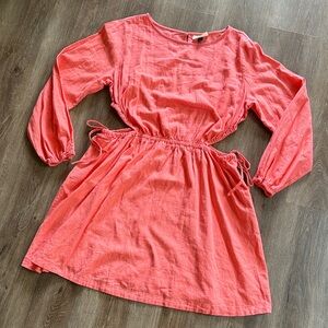 NWOT Universal Thread Coral Linen Peek-A-Boo Dress